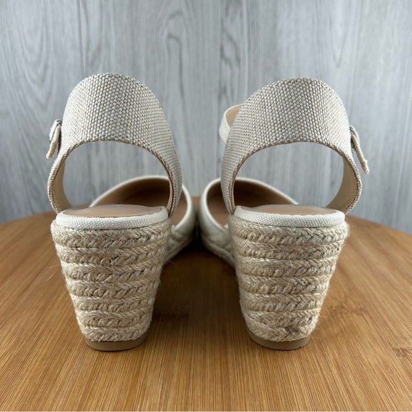 Cream Espadrille Shoes with Wedge Heel (L-BGE COT) - Picture 4 of 11
